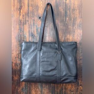 COACH Vintage Black Leather Shopper Business Travel Bag 9400